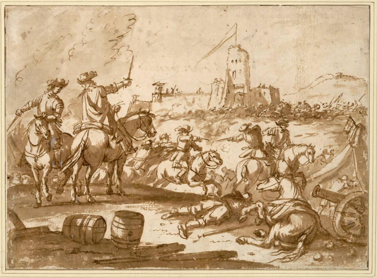 Reitergefecht vor einer Festung, Inv. Nr.: 8103