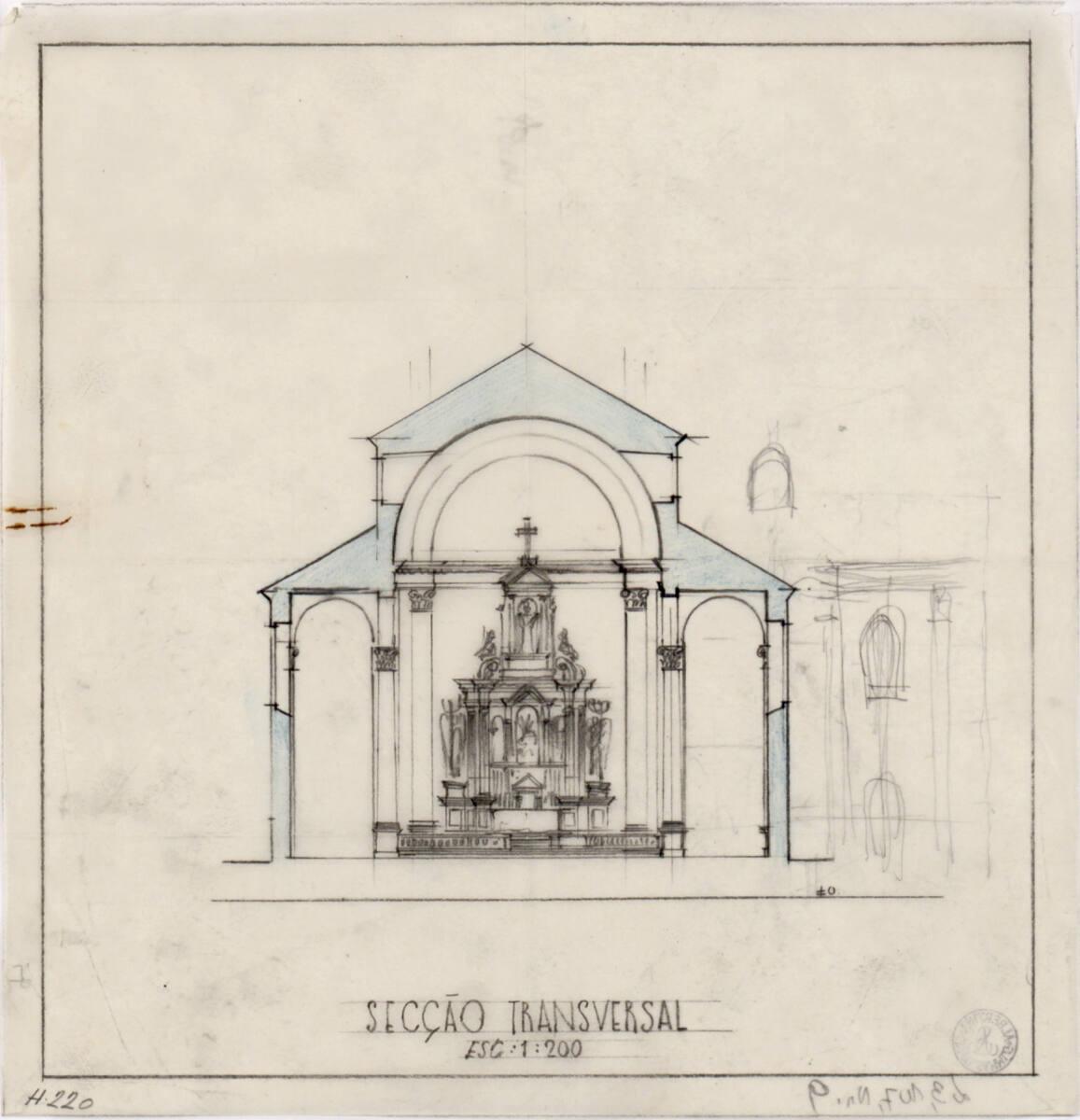 Clemens Holzmeister, Rio de Janeiro, Kloster St. Anna; Langhaus, Querschnitt, Inv. Nr.: CLHA3/7…