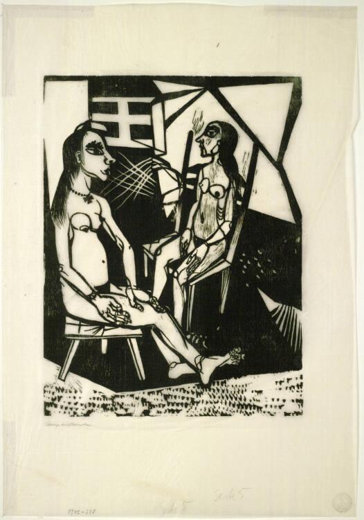 Heinrich Campendonk, Zwei Mädchen (Zwei sitzende weibliche Akte), Inv. Nr.: DG1942/218