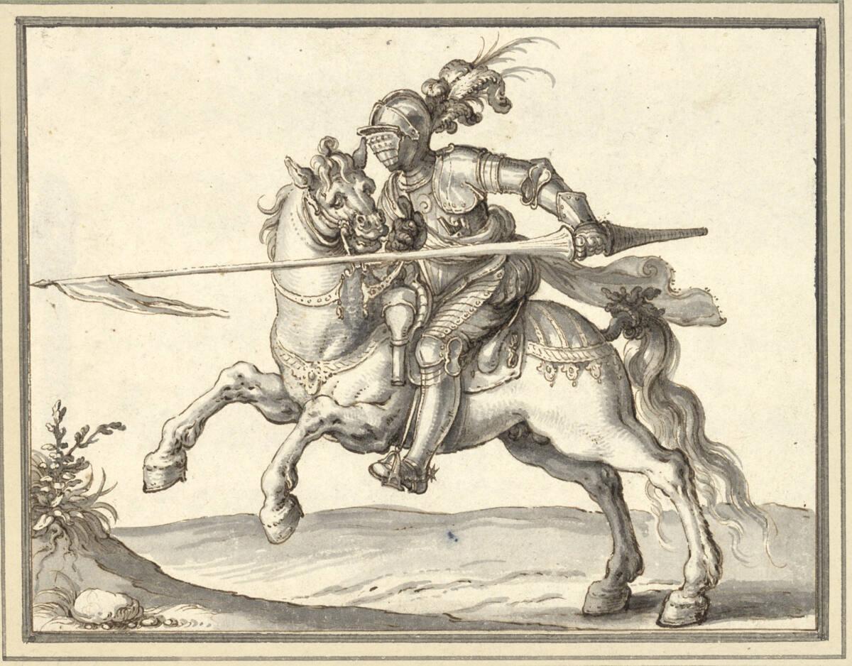 Jacob de Gheyn (II.), Sprengender Harnischreiter mit eingelegter Lanze, Inv. Nr.: 8153