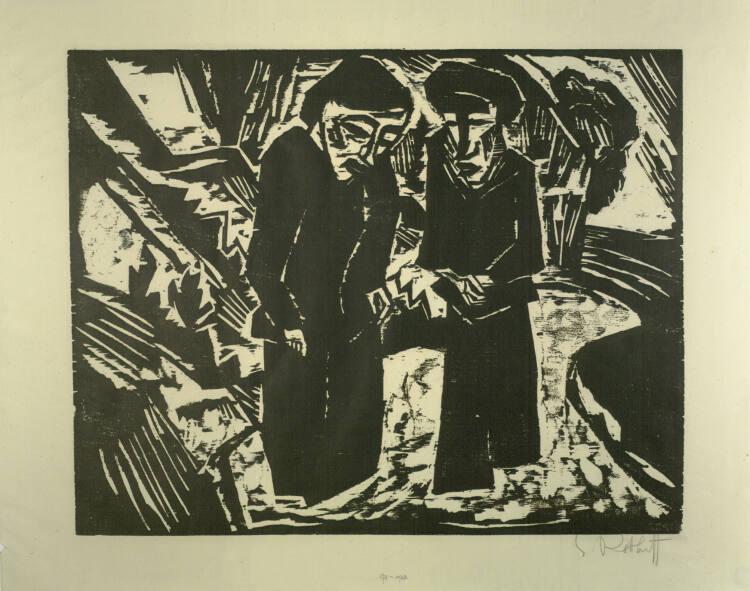 Karl Schmidt-Rottluff, Trauernde am Strand (Neumann - Mappe Blatt 5), Inv. Nr.: DG1922/171