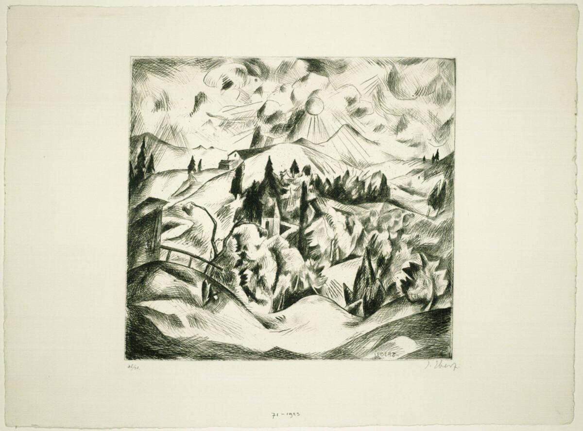 Josef Eberz, Gebirgslandschaft mit Sonne, Inv. Nr.: DG1923/71