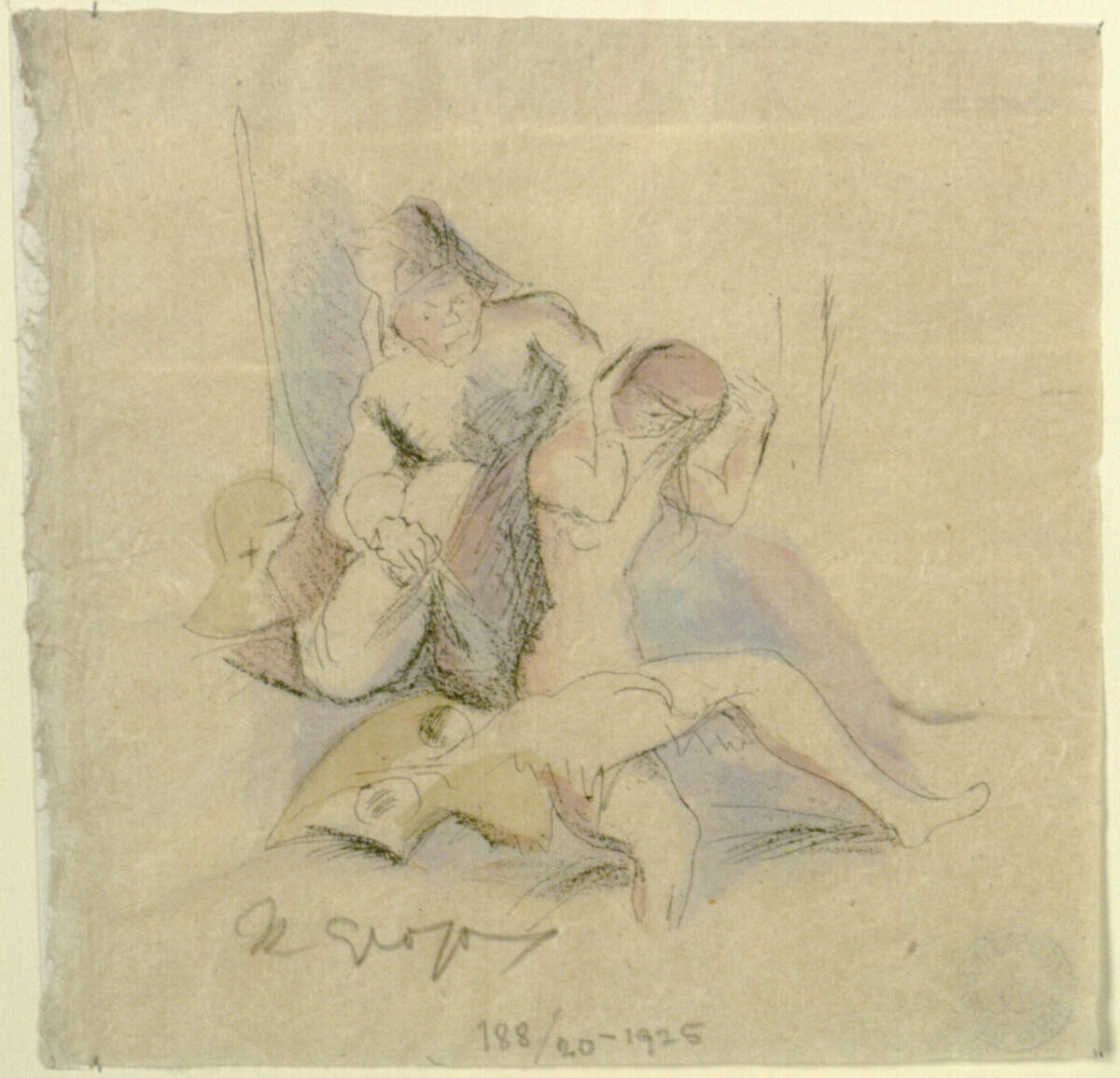 Mädchen und Frau haarabschneidend, Rudolf Grossmann, 1920