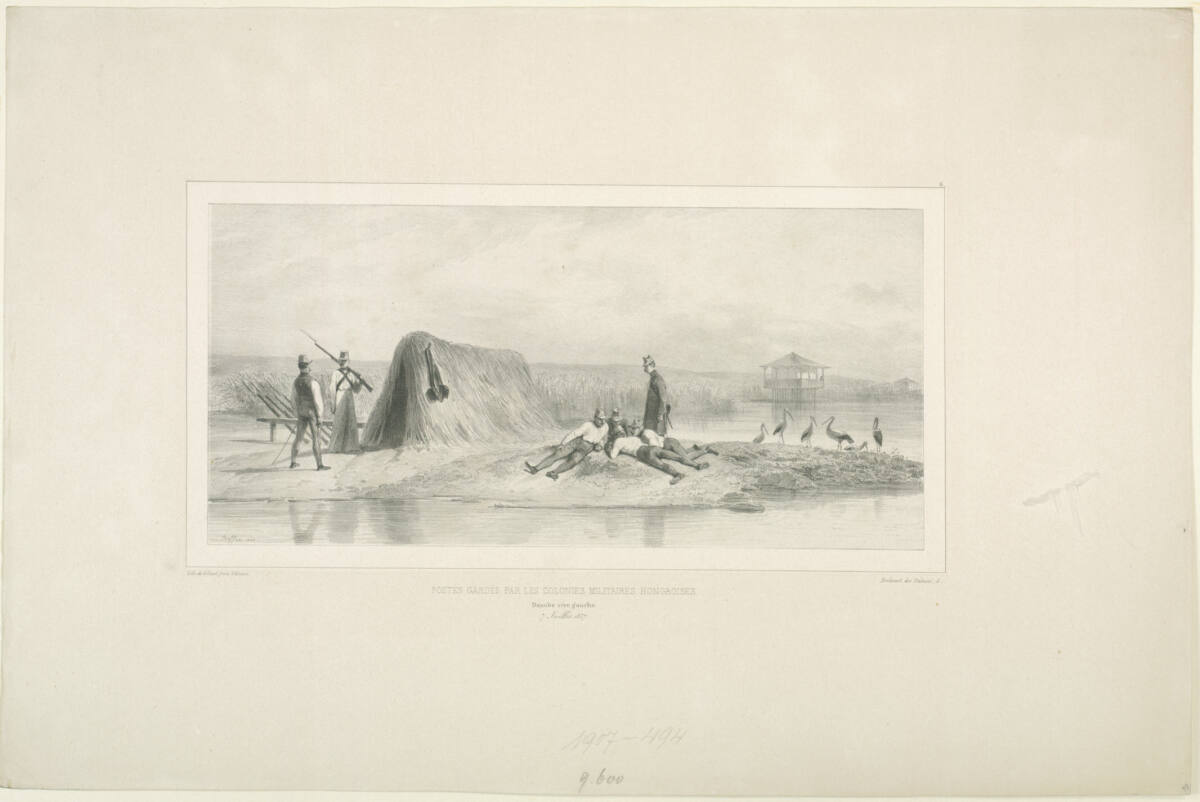 Postes gardés par les colonies militaires hongroises, Danube rive gauche, 7 juillet 1837, Gihautfrères, 1838