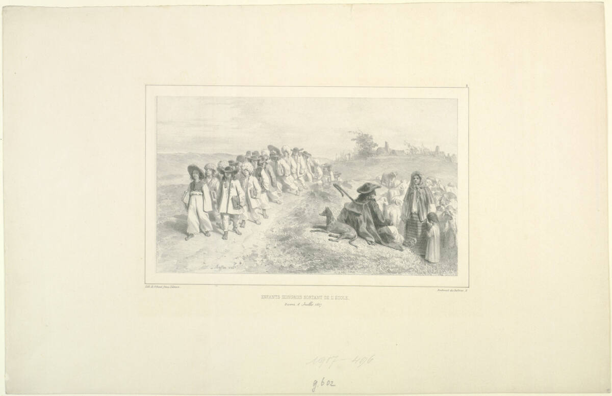 Enfants hongrois sortant de l'école, Orsova, 8 Juillet 1837, Gihautfrères, 1838