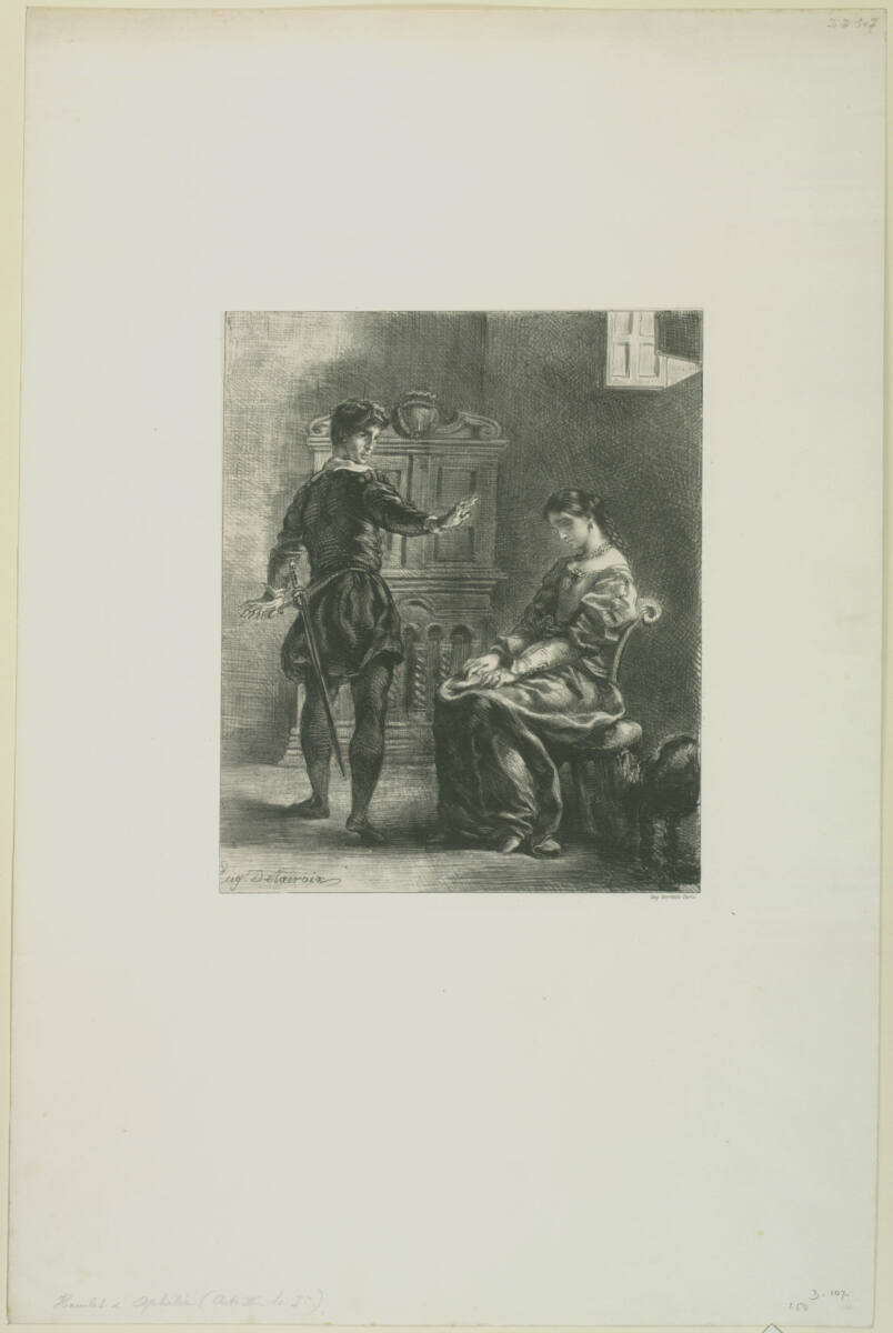 Hamlet et Ophélie (Act. III Sc. I), Eugène Delacroix, 1834–1843
