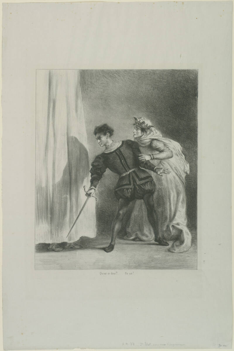 Le meurtre de Polonius (Act. III Sc. IV), Eugène Delacroix, 1834–1843