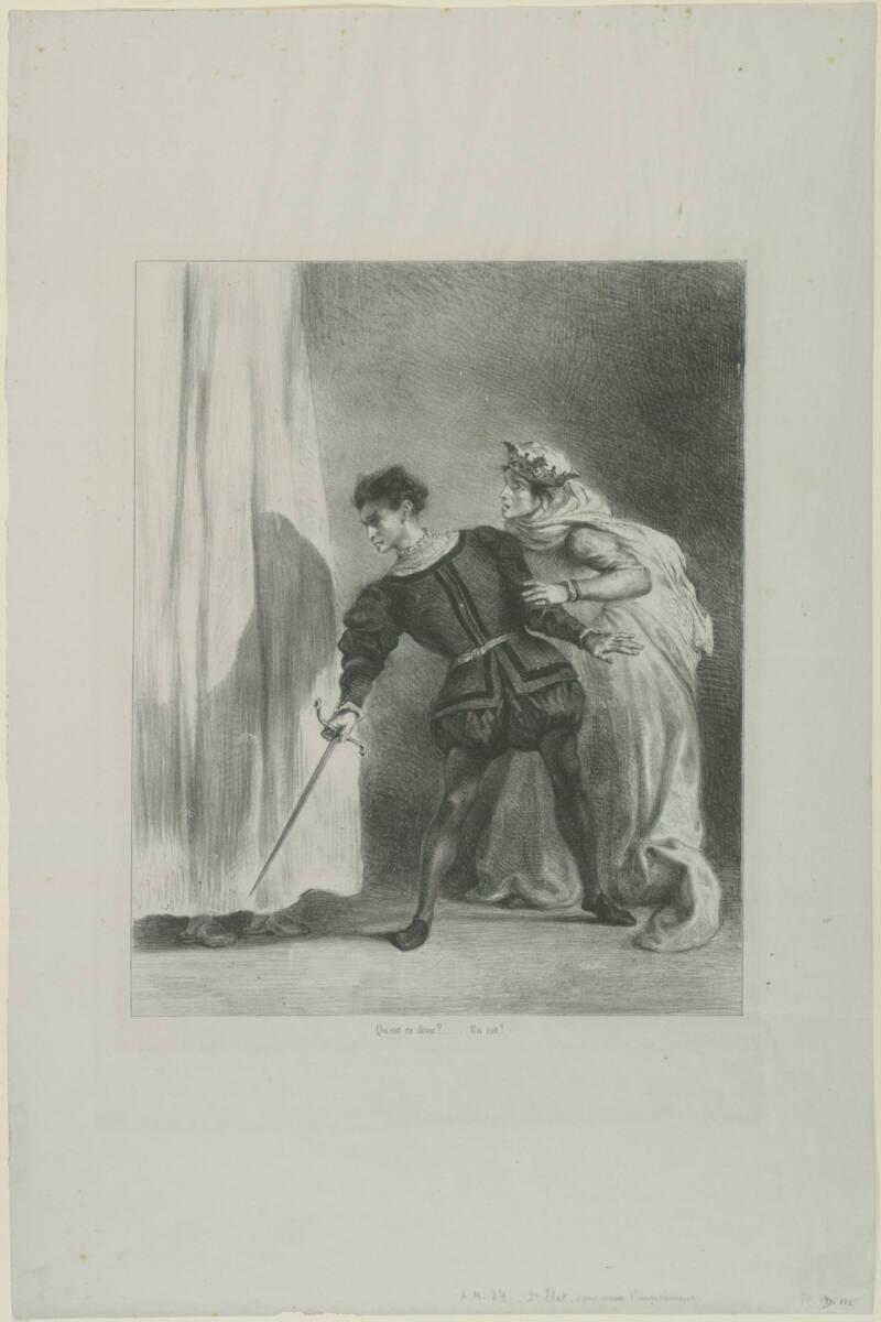 Le meurtre de Polonius (Act. III Sc. IV), Eugène Delacroix, 1834–1843