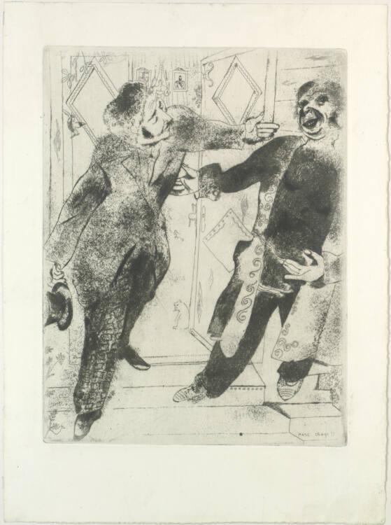 Marc Chagall, Manilov und Tschitschikow auf der Schwelle, Inv. Nr.: DG1952/475/9