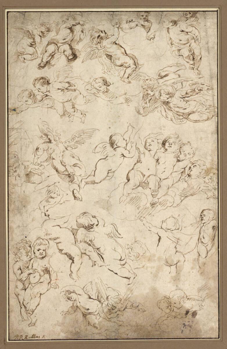 Anonym, Studienblatt mit 30 Putten, Inv. Nr.: 8232