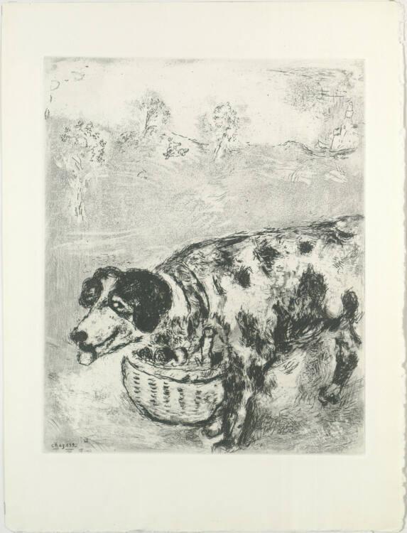 Marc Chagall, Der Hund, der seines Herrn Mittagbrot am Halse trug, Inv. Nr.: DG1952/476/81