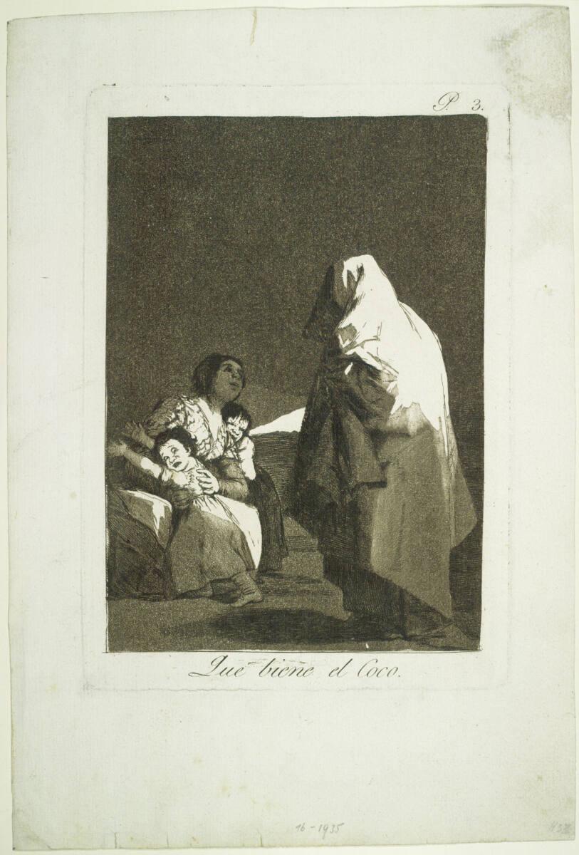 Francisco José de Goya y Lucientes, Los Caprichos: Que viene el Coco. - Der Wauwau kommt!, Inv.…