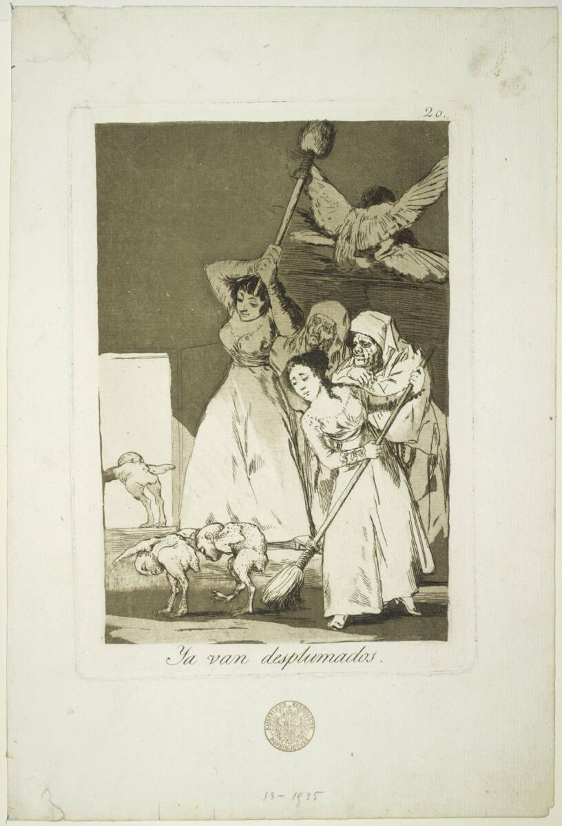 Francisco José de Goya y Lucientes, Los Caprichos: Ya van desplumados. - Sie gehen gerupft davo…