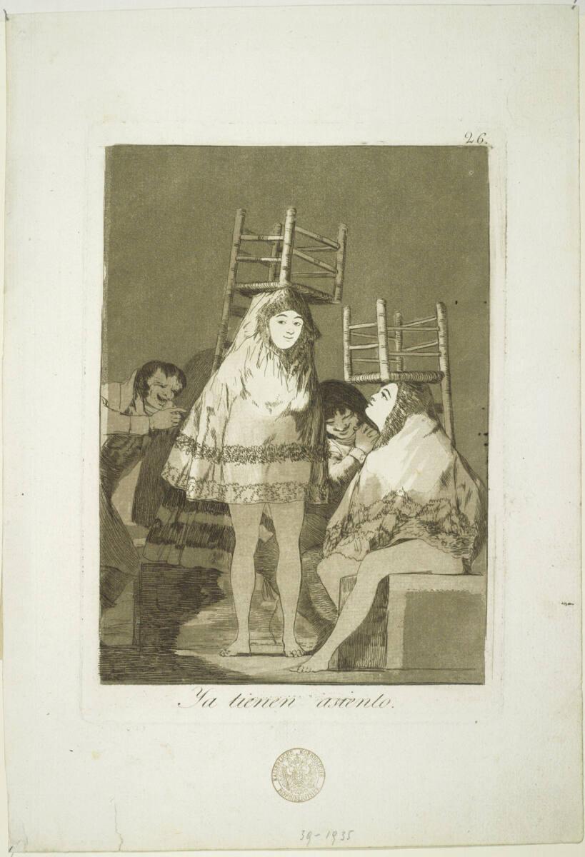 Francisco José de Goya y Lucientes, Los Caprichos: Ya tienen asiento. - Endlich haben sie einen…