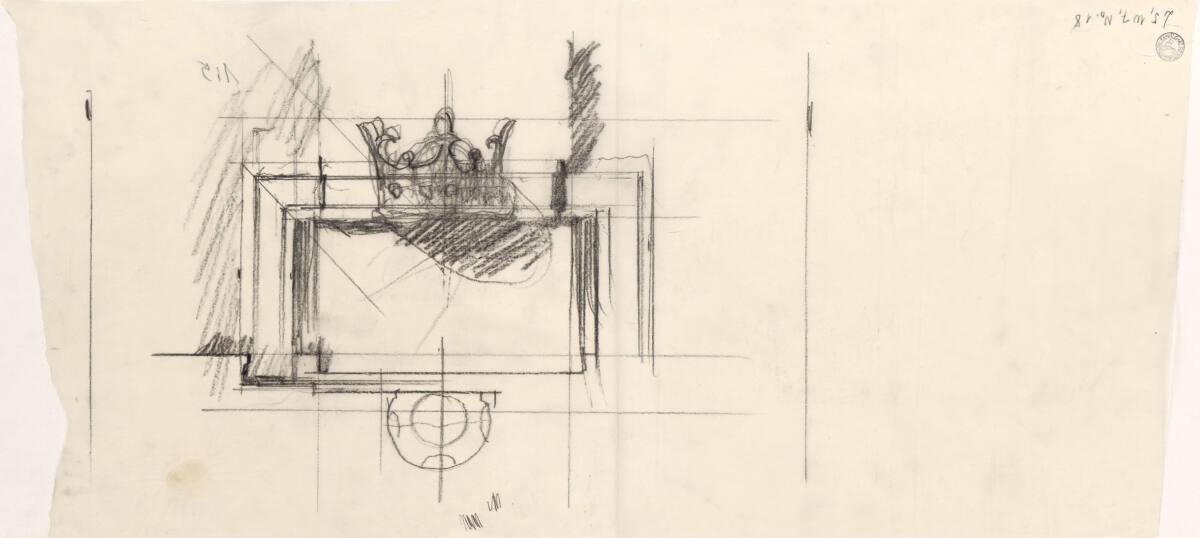 Clemens Holzmeister, Fulpmes, Pfarrkirche; Studie; Anlagen an Stelle der Seitenaltäre; Detail R…