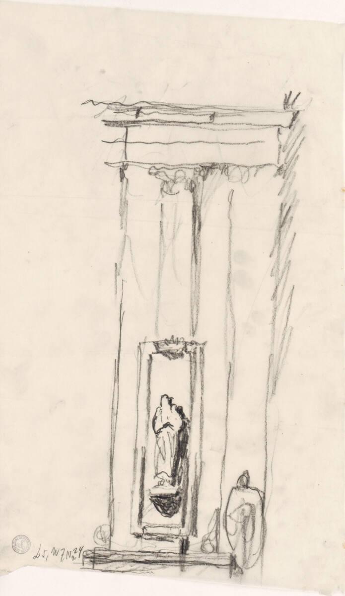 Clemens Holzmeister, Fulpmes, Pfarrkirche; Studie; Anlagen an Stelle der Seitenaltäre; Rahmen m…