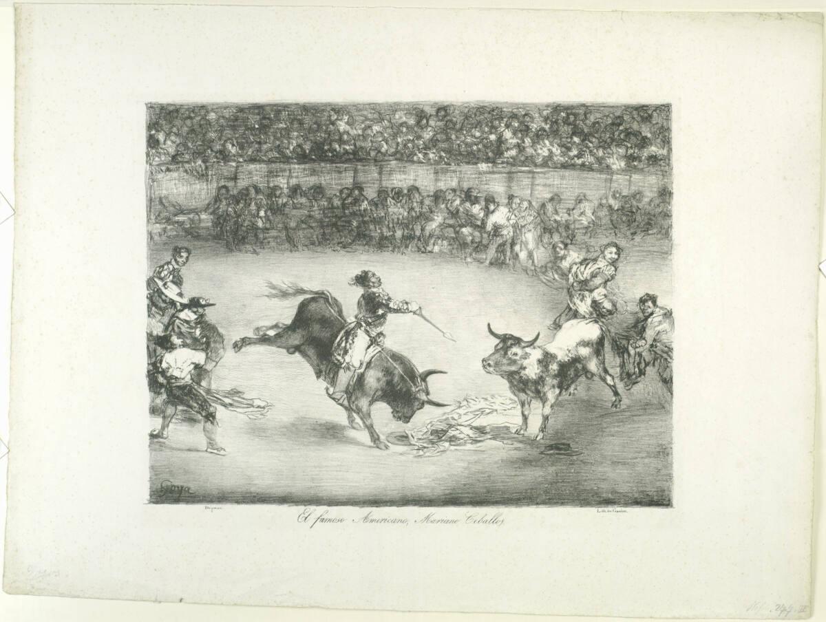 Los Toros de Burdeos: El famoso americano Mariano Ceballos - Der berühmte Amerikaner Mariano Ceballos, Francisco Goya, 1825