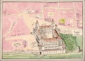 Wien I, Hofburg, Rekonstruktion, rekonstruierte Ansicht aus dem Jahre 1458 mit Hinzufügung der …