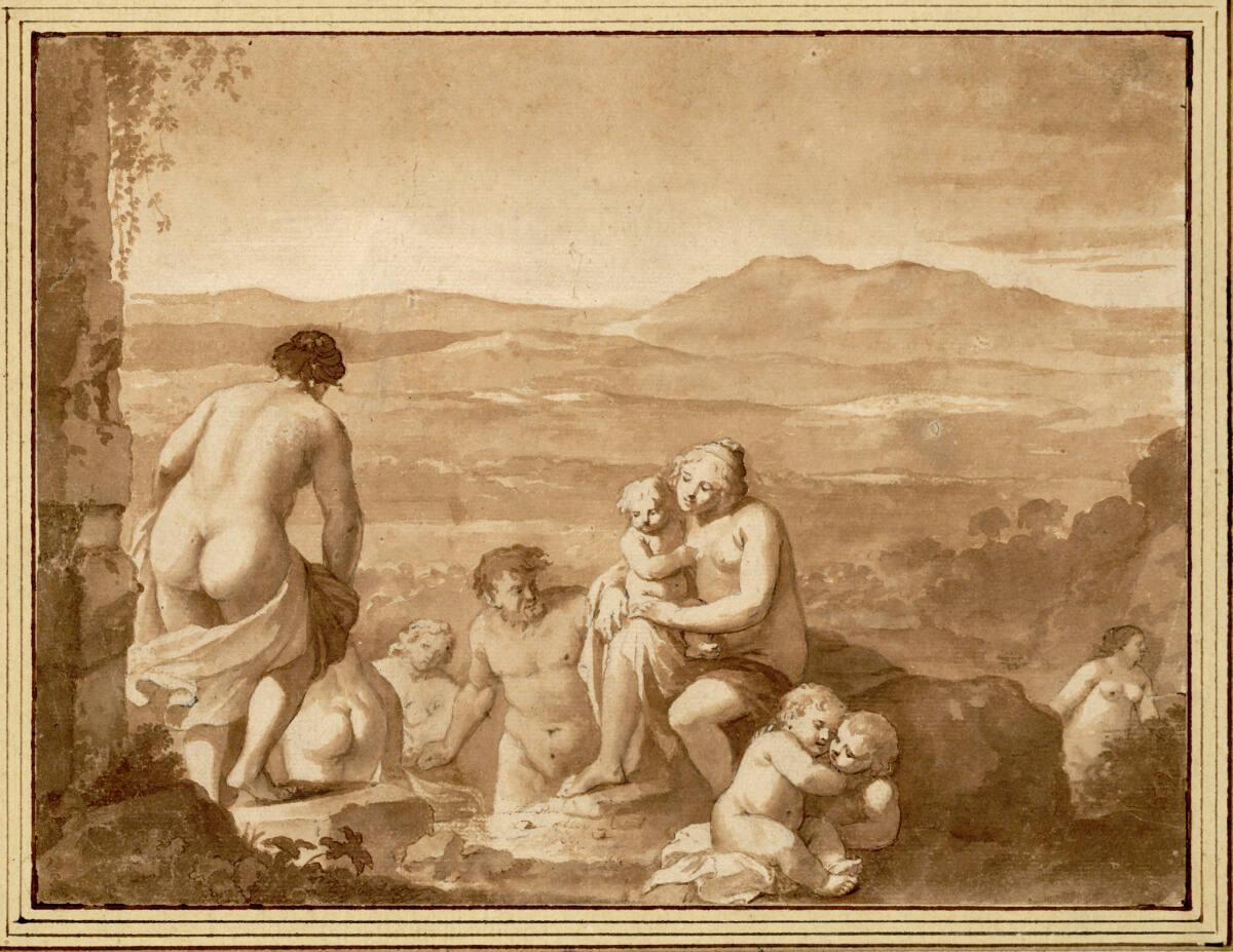 Gruppe von Badenden vor einer Hügellandschaft, Inv. Nr.: 8409