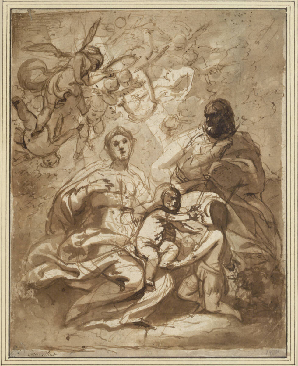 Hl. Familie mit Engeln und dem knienden Johannesknaben, Cornelis Schut