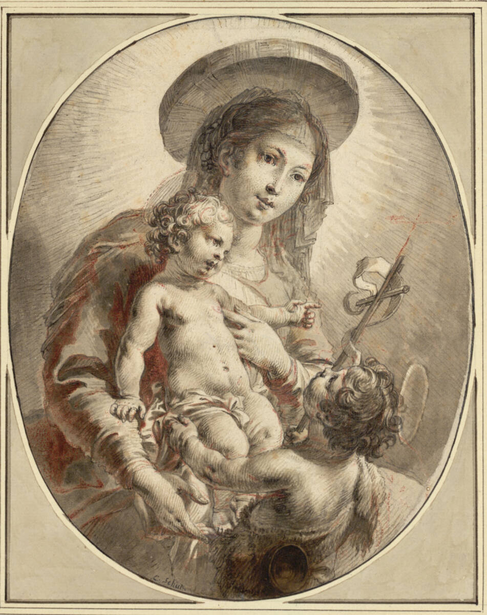 Maria mit Jesukind und Johannesknaben, halbfigurig im Oval, Cornelis Schut
