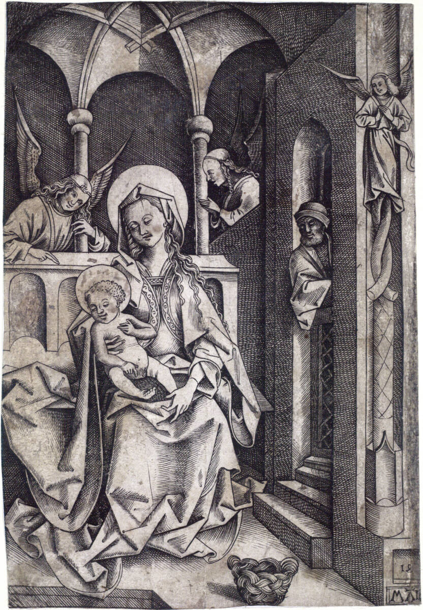 Die heilige Familie mit zwei Engeln, Mair von Landshut, 1499