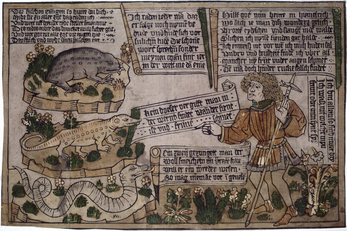 Anonym, Der Mann und die drei Kriechtiere, Inv. Nr.: DG1930/205