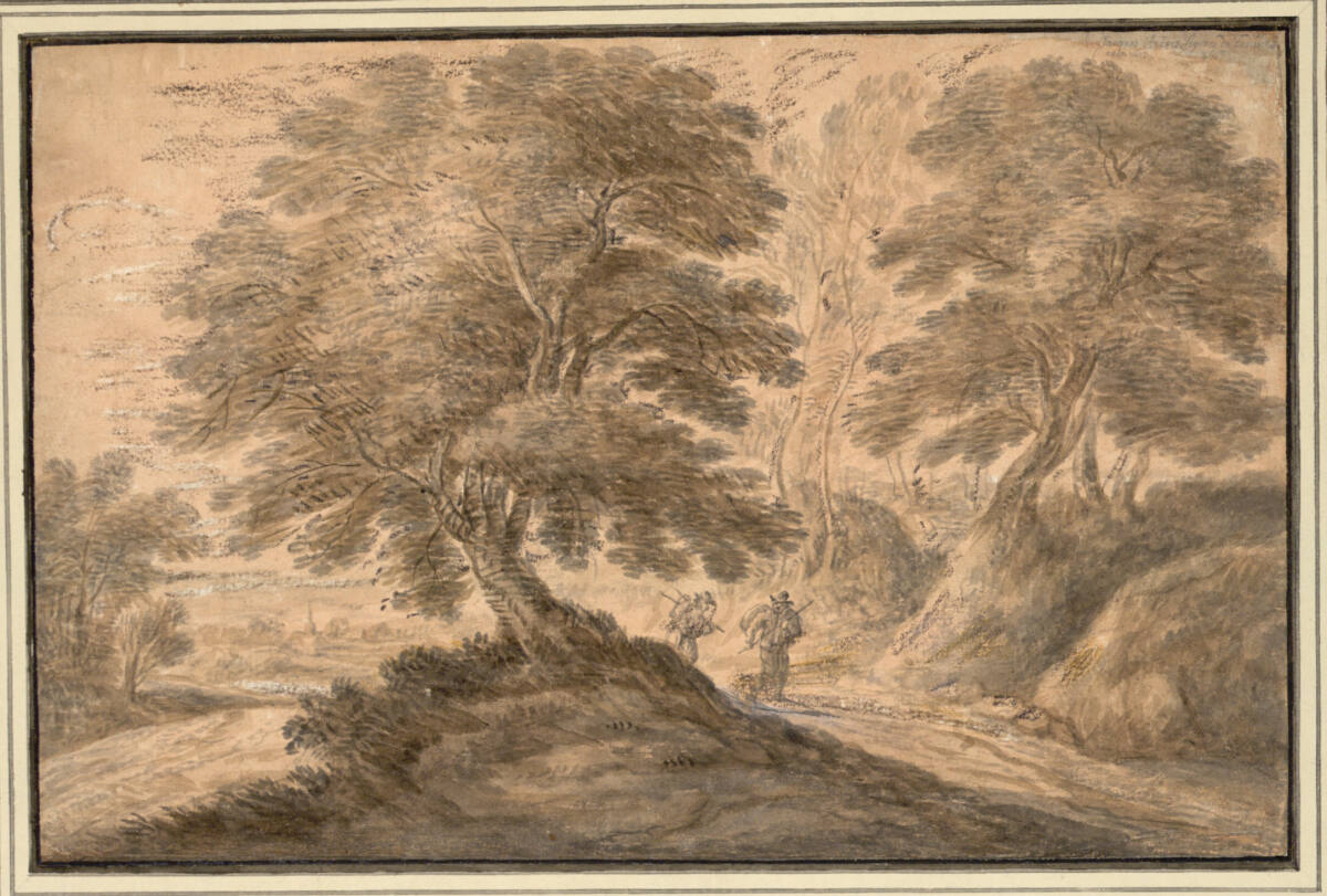 Waldweg mit zwei Wanderern, Lucas van Uden