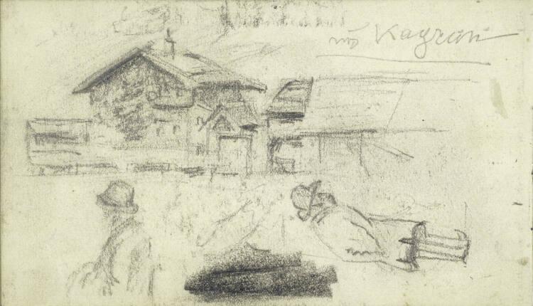 Alfred Kubin, "Aus Kaprun"; Skizze eines Gehöftes und zwei figürliche Skizzen, Inv. Nr.: 36748/…