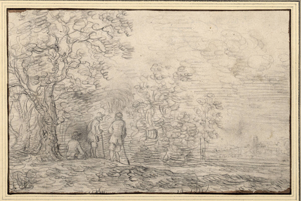 Waldrand mit drei Rastenden und Fernblick, Jan van Goyen