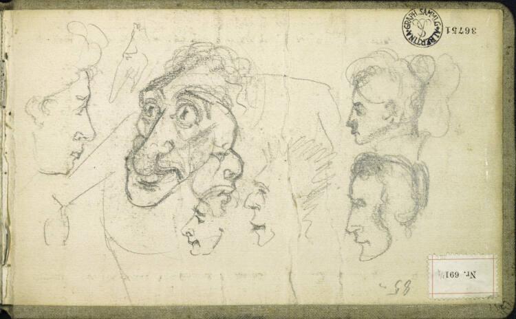 Alfred Kubin, Skizzen von grotesken Köpfen, Inv. Nr.: 36751/Umschlagseite vorne