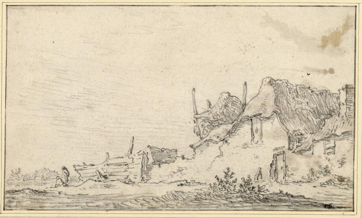 Jan Josefsz. van Goyen, Gehöft mit Heustock und Blick über ein Gewässer, Inv. Nr.: 8557