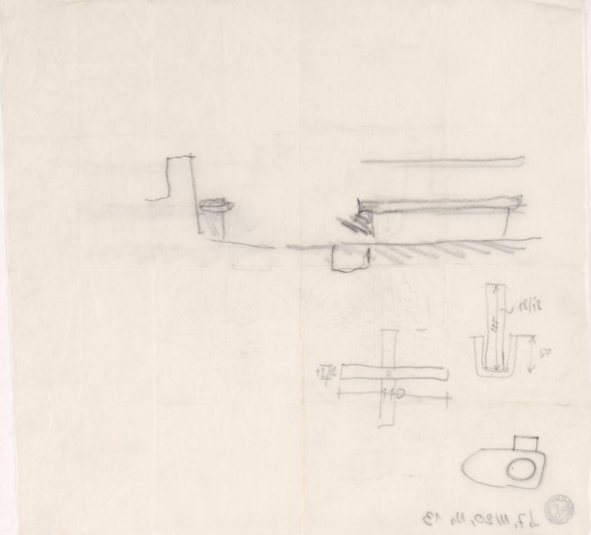 Clemens Holzmeister, Kitzbühel, Hahnenkamm, Kapelle St. Bernhard; Studie; Drehkreuz in der Umfa…