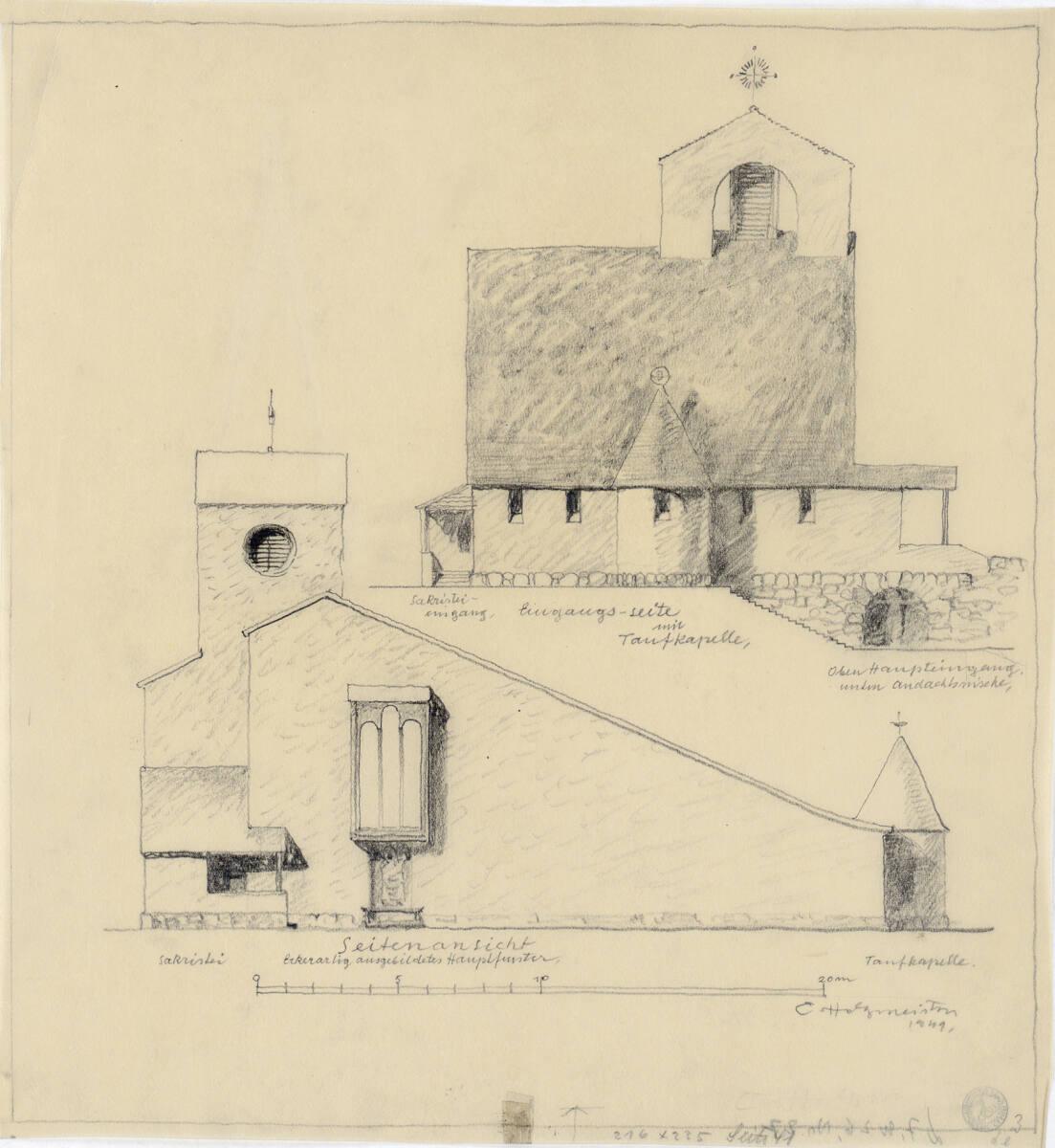 Clemens Holzmeister, Idealentwurf  für "Kirchenbau ewig neu", Kirche für die kleinste Pfarrgeme…