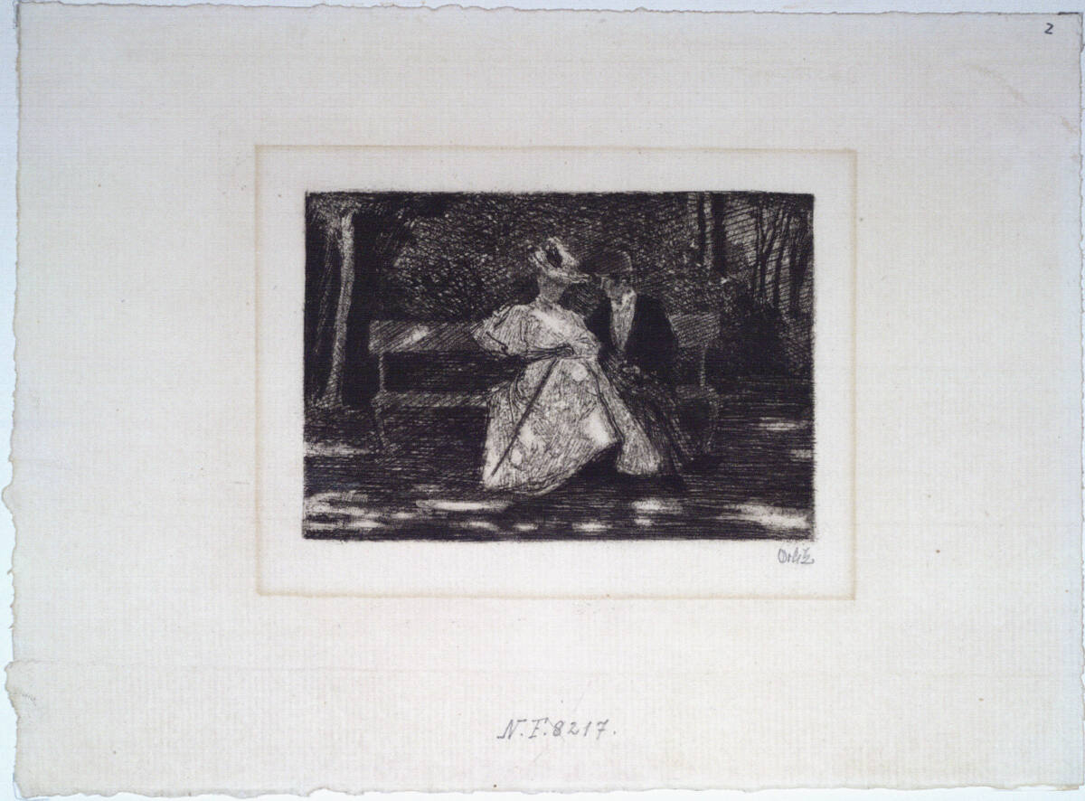 Paar auf einer Gartenbank, Emil Orlík