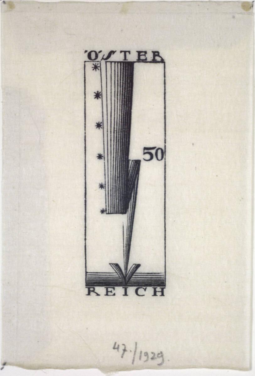 Dagobert Peche, Briefmarkenentwurf für eine 50-Heller-Marke (Blitz), Inv. Nr.: DG1929/47