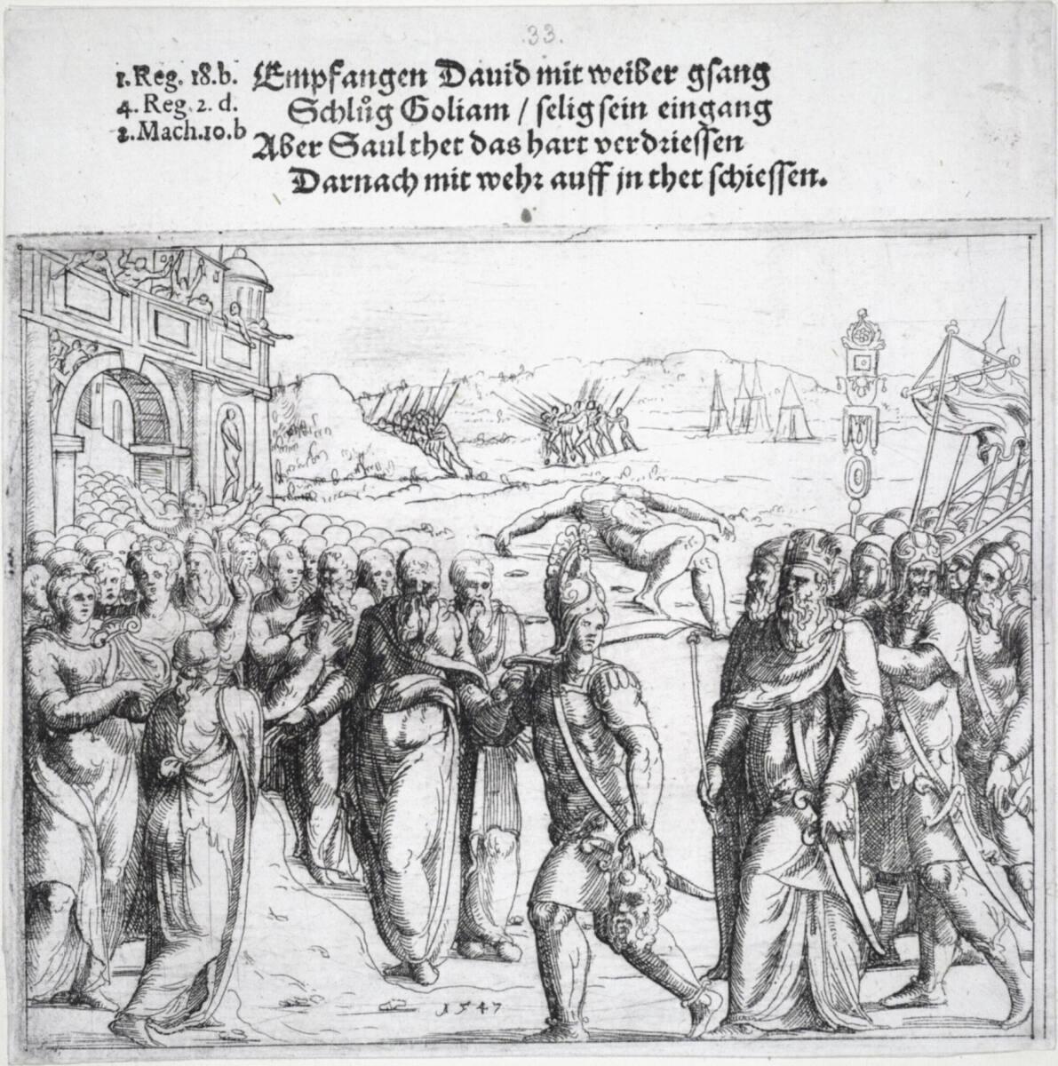 Augustin Hirschvogel, David mit dem Haupt des Goliath, Inv. Nr.: DG1930/1883