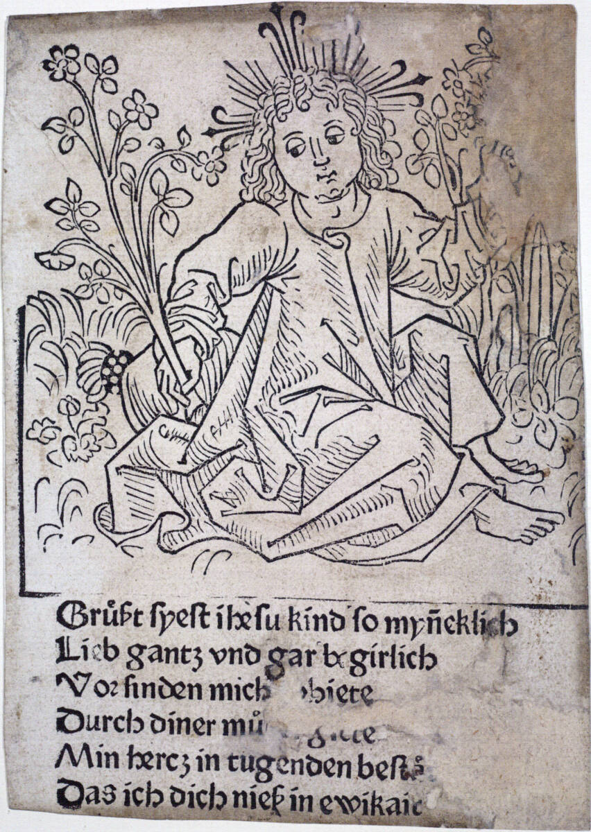 Das Jesuskind zwischen Blumen