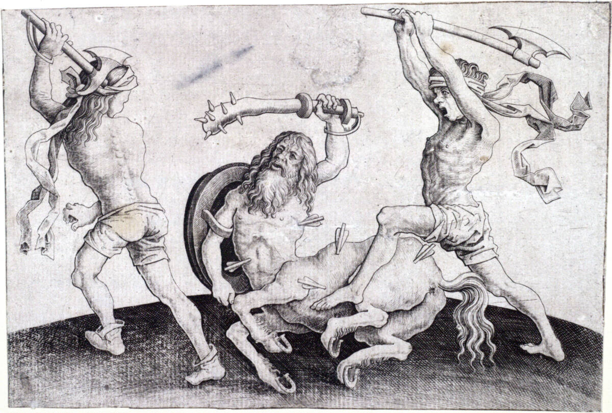 Der Kampf mit dem Kentaur, MeisterIAMvonZwolle, 1460–1490