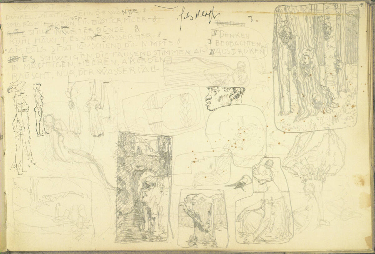 "WALDSTILLE"; weibliche Aktstudien, Kopf- und Naturstudien; Landschaftsskizzen, Alexander Rothaug