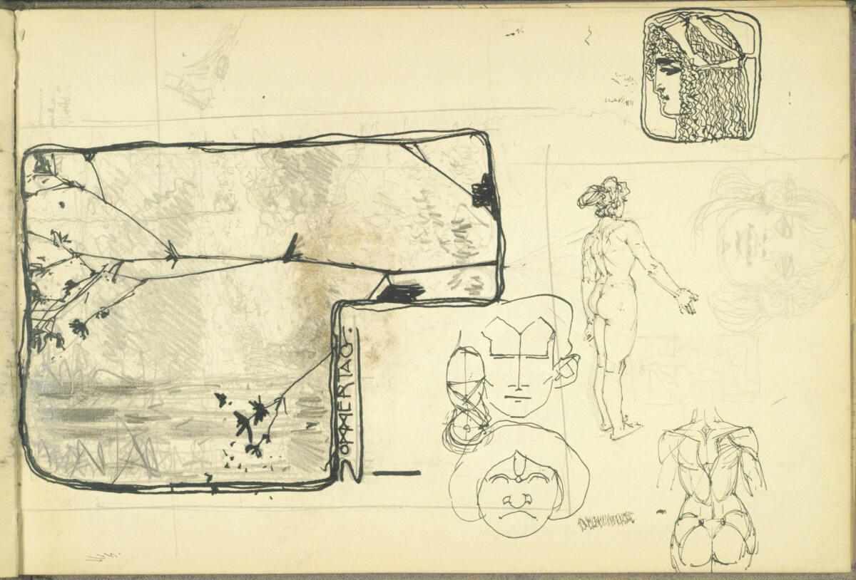 Alexander Rothaug, Entwurf für "SOMMERTAG"; weibliche Aktstudien, Kopfstudien, Inv. Nr.: 30552/…