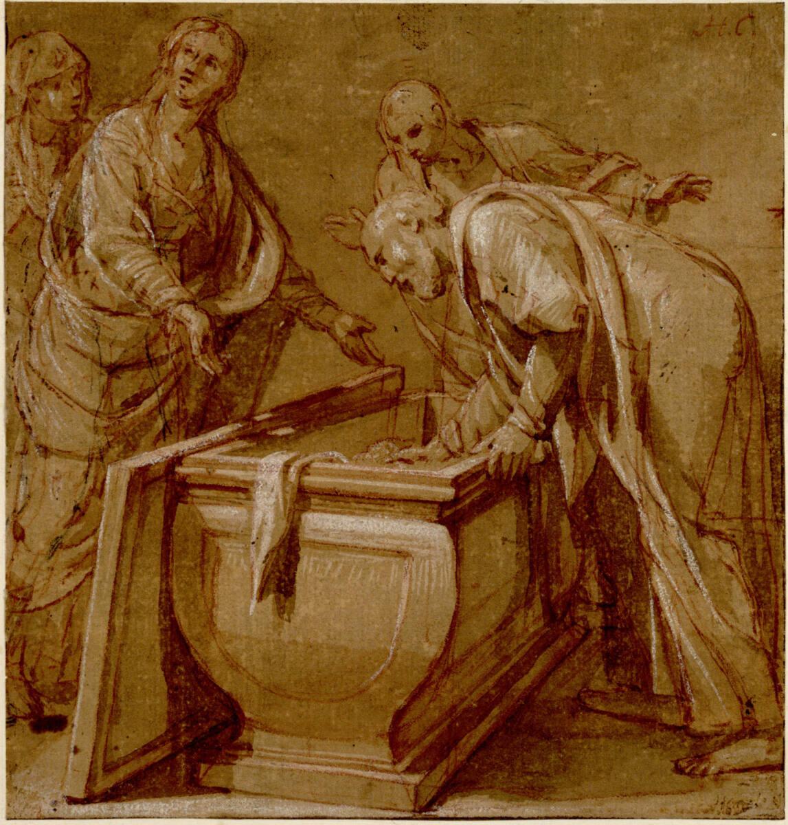 Bernardino Poccetti, gen Poccetti, Das leere Grab Christi. (Petrus und Johannes und die beiden …