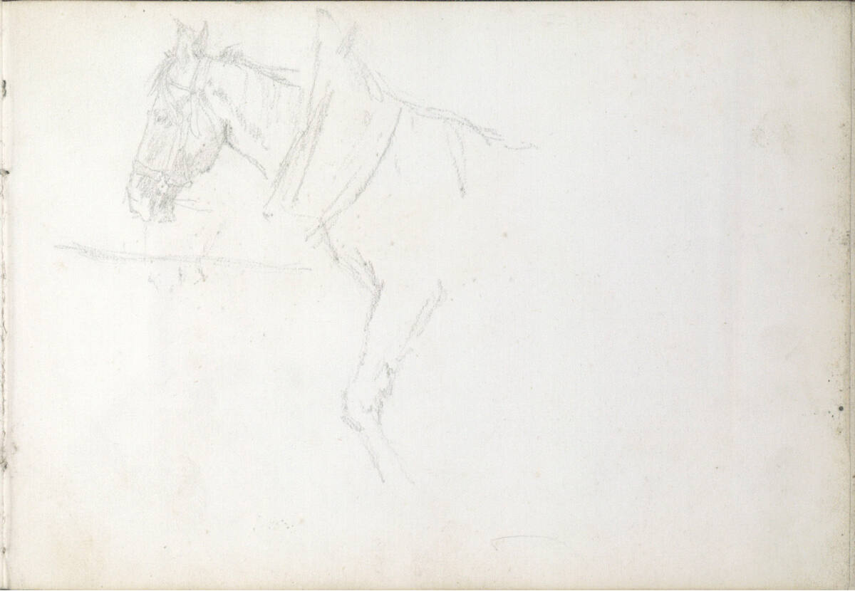 auf dem Kopf stehend: Vorderpartie eines Kutschpferdes im Schritt, Wilhelm Leibl, 1866–1869