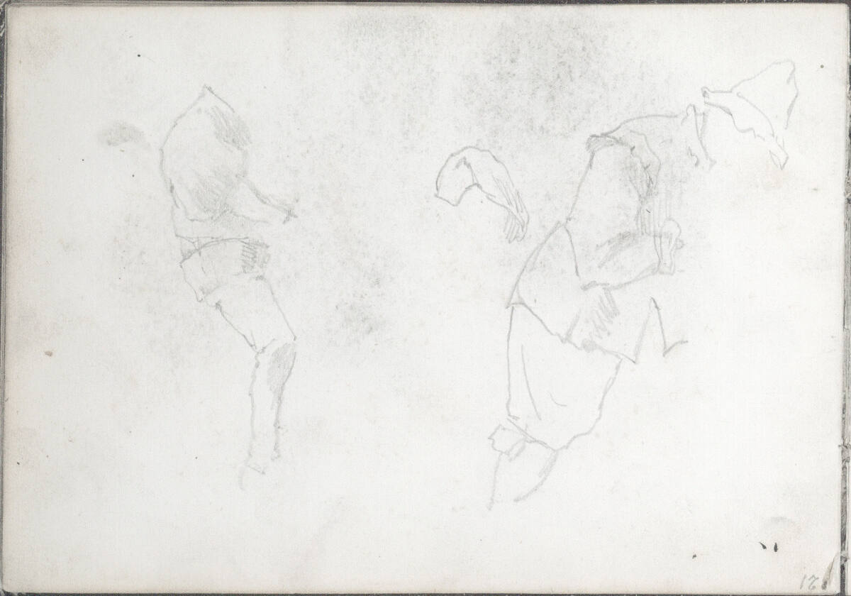 auf dem Kopf stehend: Zwei Studien von Männern im Kostüm des 17. Jahrhunderts, Wilhelm Leibl, 1866–1869