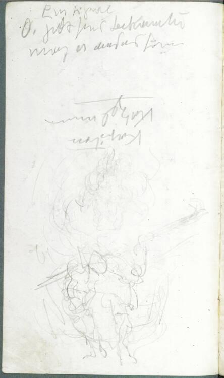 Alfred Kubin, Notizen und undeutliche Skizze (Rauchschwaden?), Inv. Nr.: 36755/28v