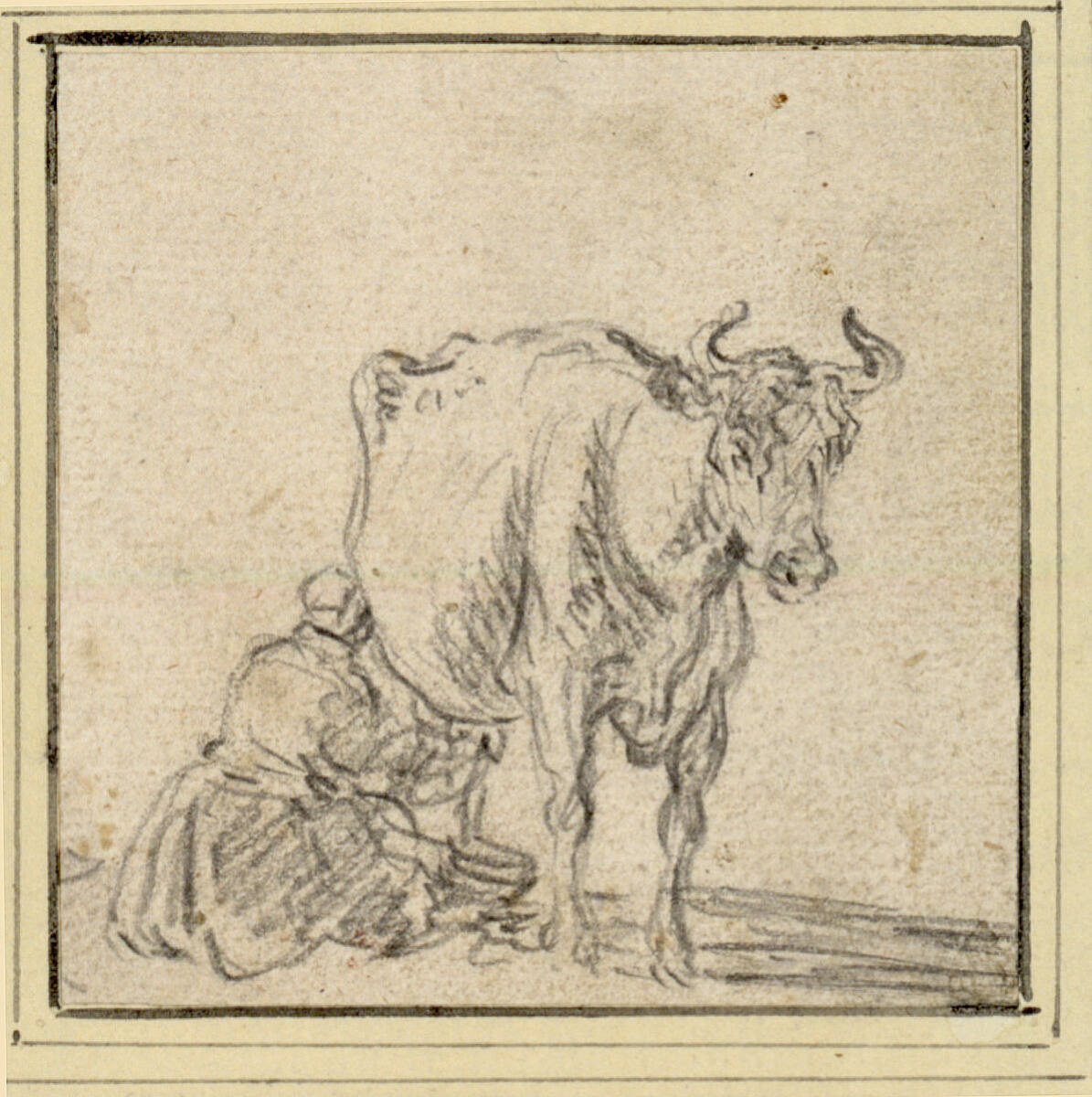 Eine melkende Bäuerin, Jan van Goyen