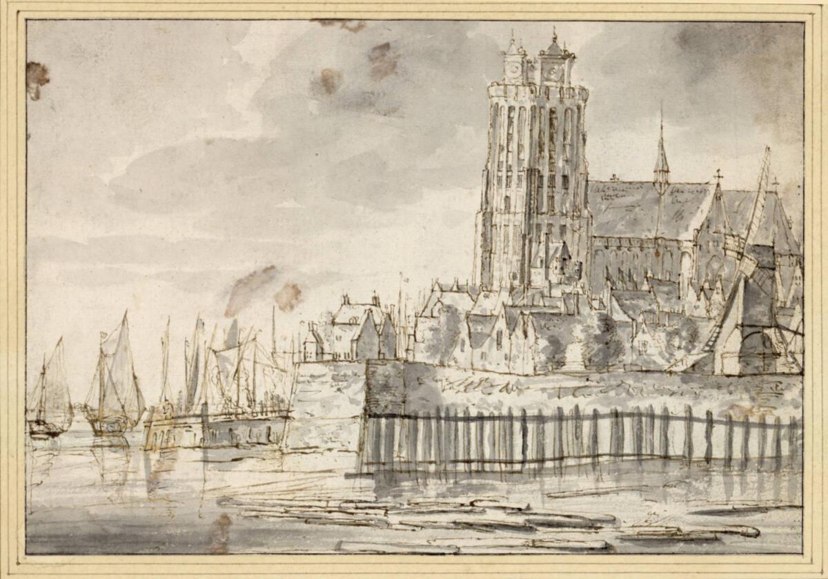 Blick von der Merwede auf die Grote Kerk von Dordrecht, Inv. Nr.: 8754