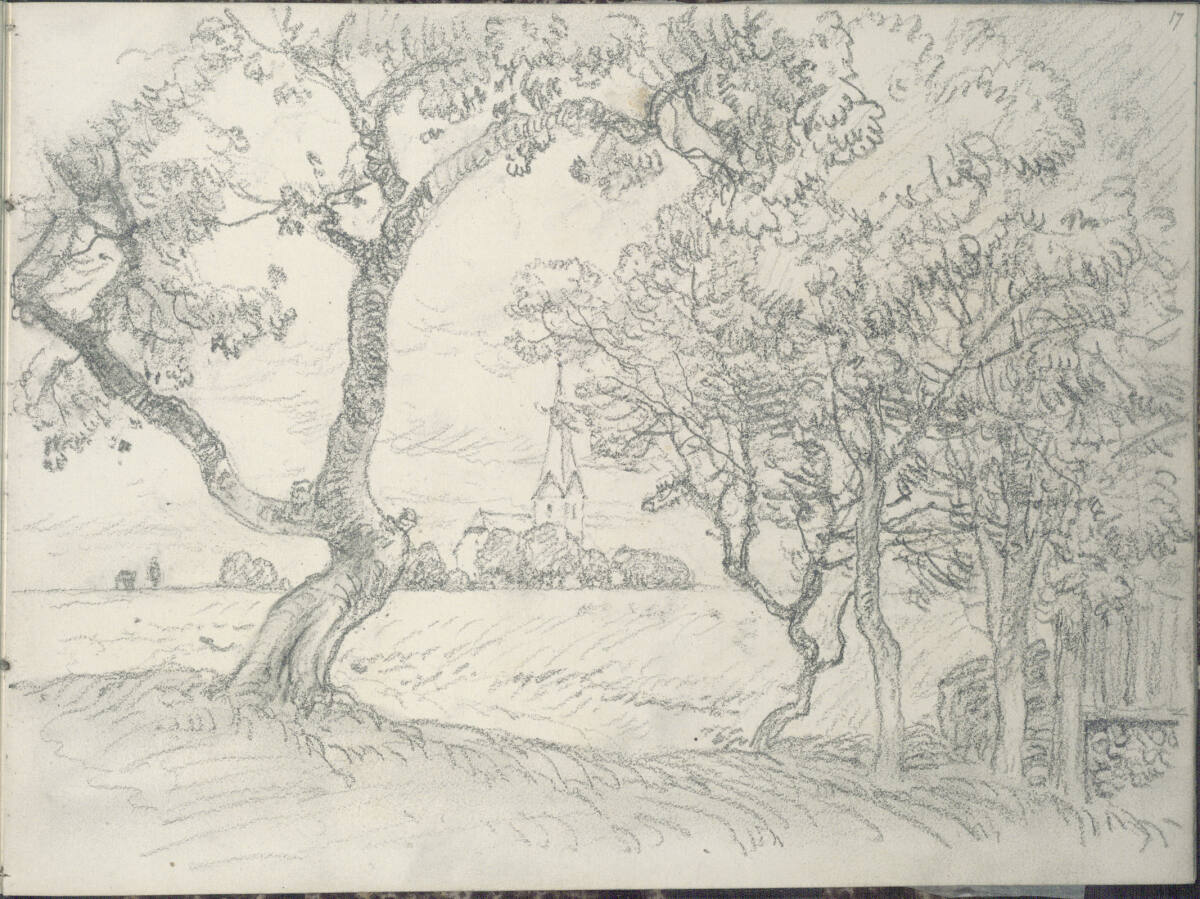 Landschaft mit Kirche im Hintergrund, Rudolf Ribarz