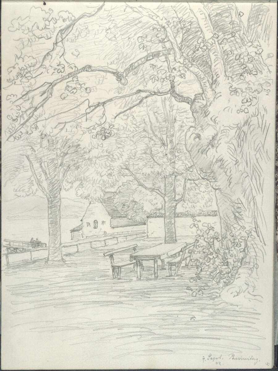 Park mit Haus im Hintergrund, Rudolf Ribarz