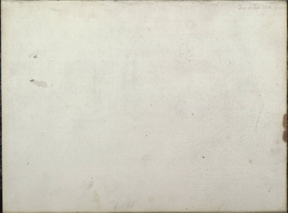 Römisches Skizzenbuch: Zwei kleine Skizzen von einer weiblichen und einer männlichen Kopfbedeckung, Friedrich Olivier, 1820–1826